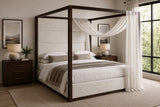 Manhattan Contemporary Canopy Brown Oak Bed