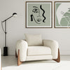Fleury Contemporary Cream Fabric and Walnut Lounge Chair