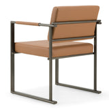 Atlan Modern Camel Vegan Leather + Dark Gold Dining Chair