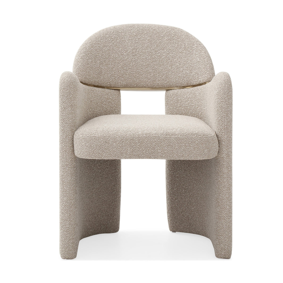 Ashley Modern Beige Fabric + Brushed Brass Dining Chair