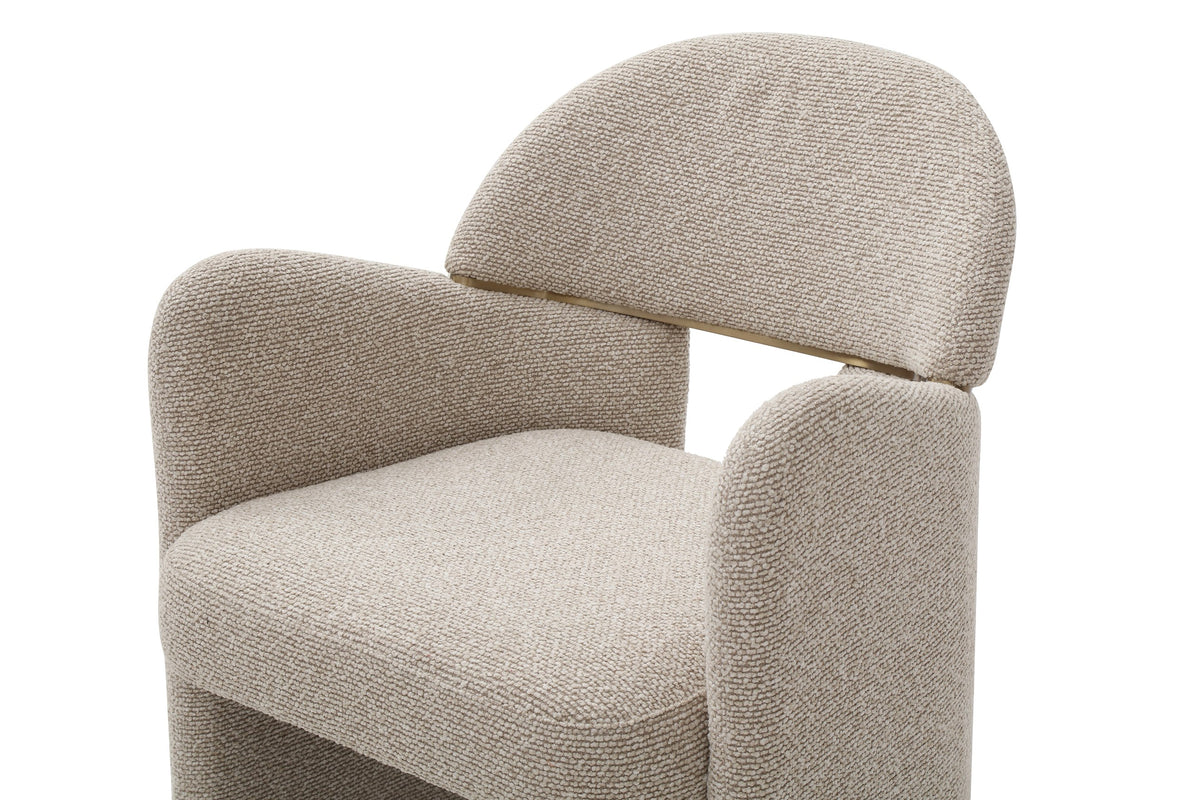 Ashley Modern Beige Fabric + Brushed Brass Dining Chair