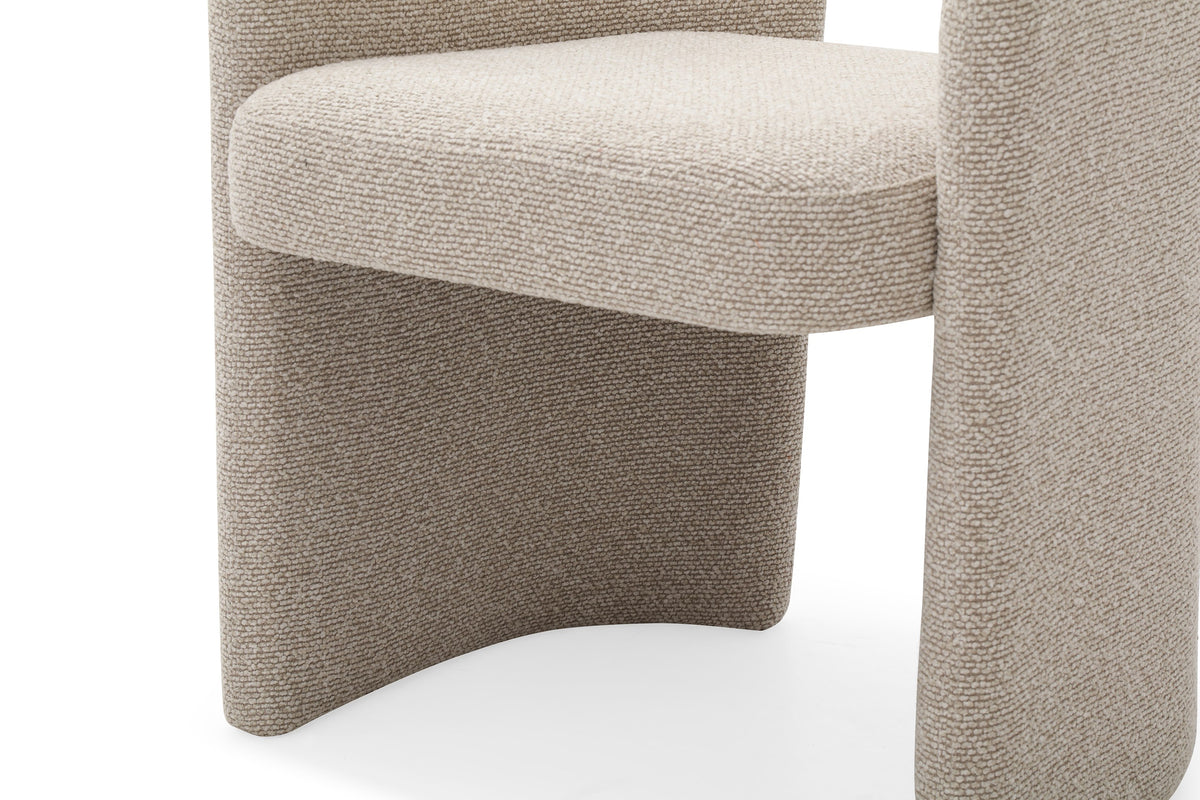 Ashley Modern Beige Fabric + Brushed Brass Dining Chair