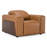 Sandstone Modern Brown Leather Sofa Set with Electric Recliners