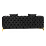 Clarice Transitional Black Velvet Loveseat