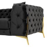 Clarice Transitional Black Velvet Loveseat