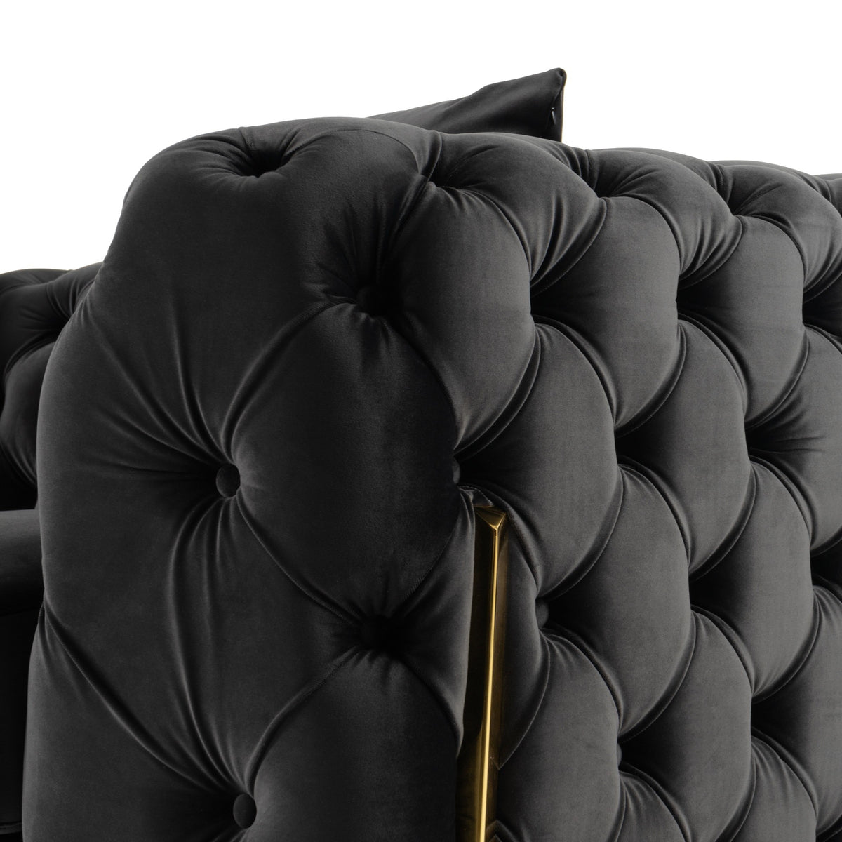 Clarice Transitional Black Velvet Loveseat