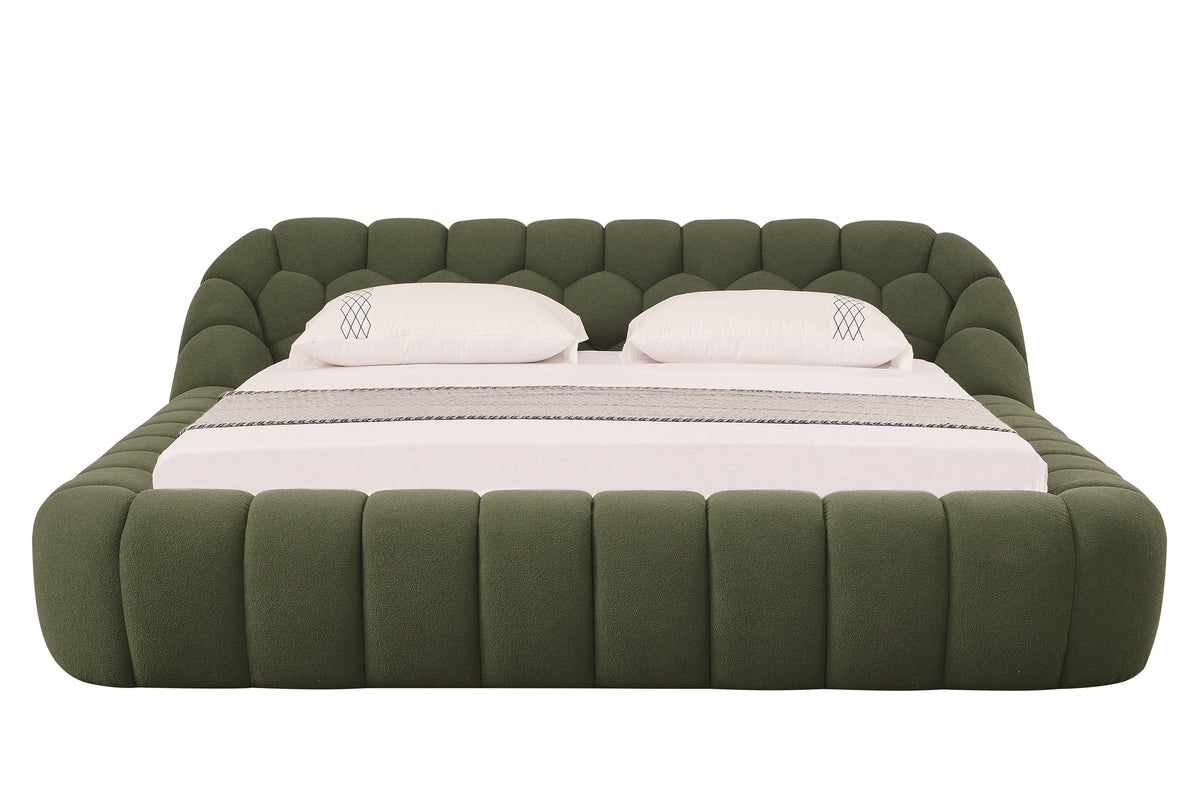 Queen Yolonda Modern Green Fabric Bed