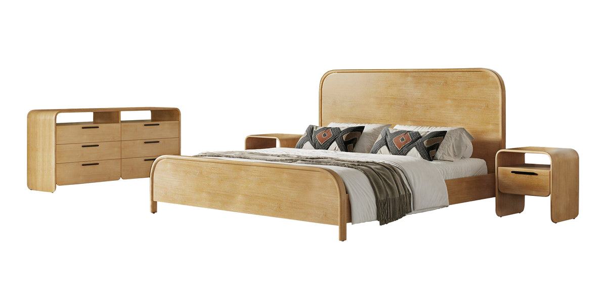 Dresden Modern Natural Acacia 1-Drawer Nightstand Bedroom Set