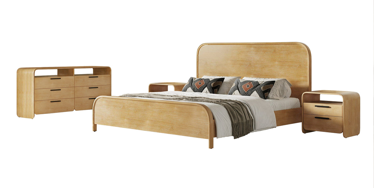 Dresden Modern Natural Acacia 2-Drawer Nightstand Bedroom Set