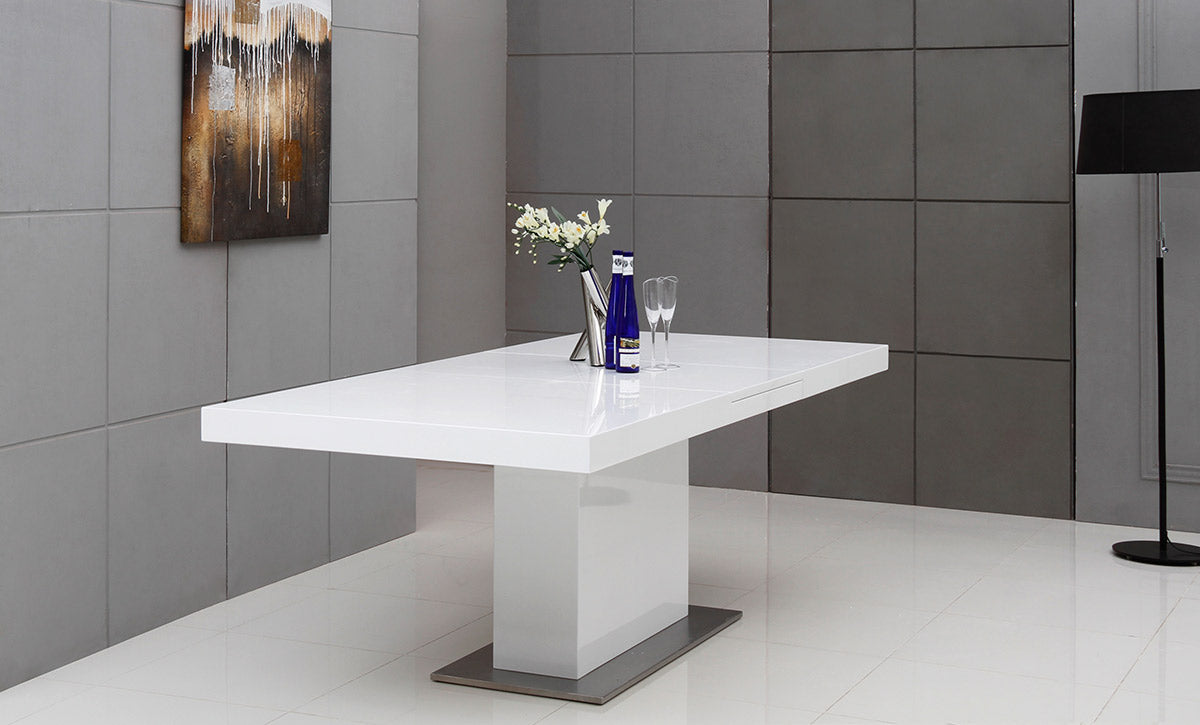 Zenith Modern White Extendable Dining Table