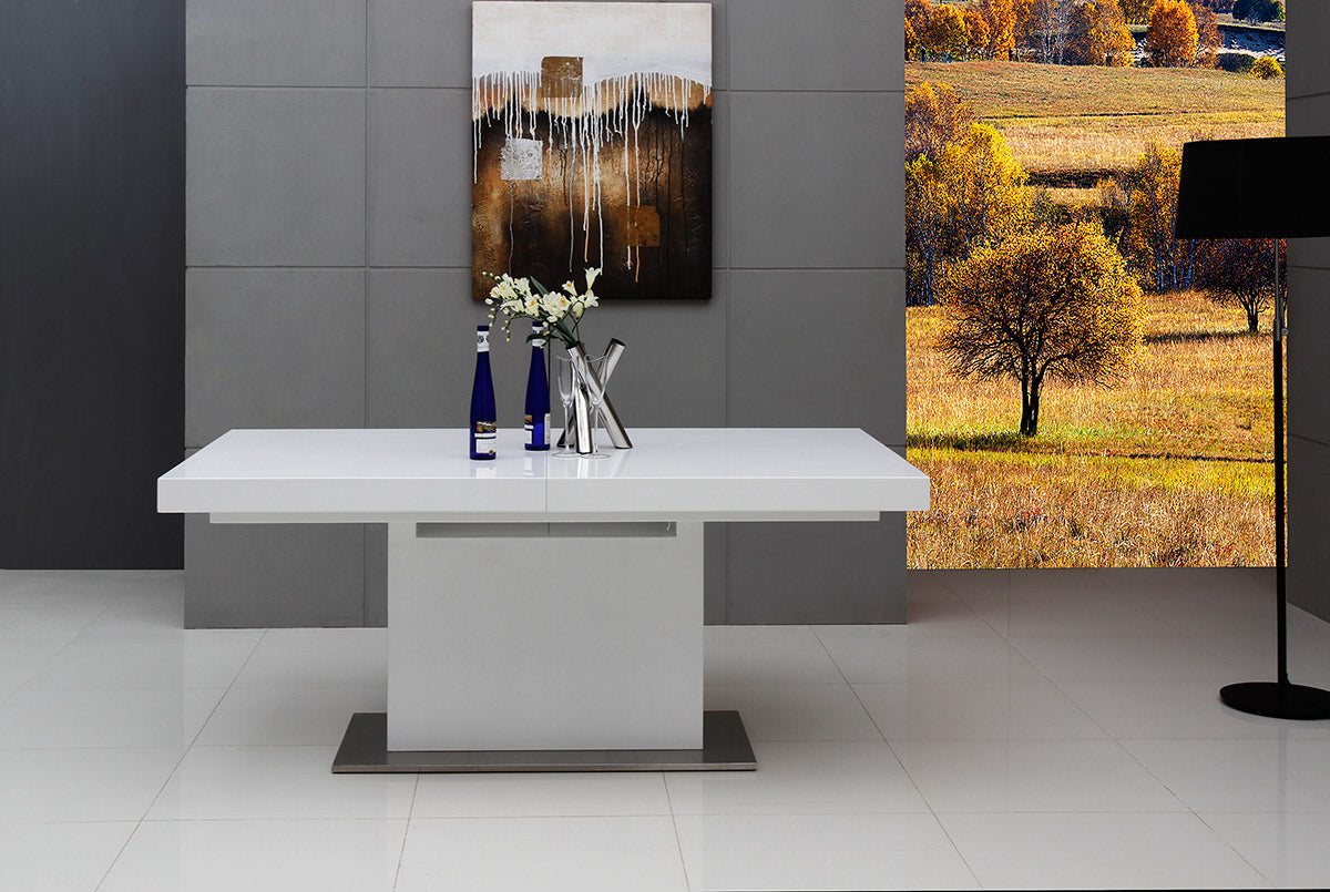 Zenith Modern White Extendable Dining Table