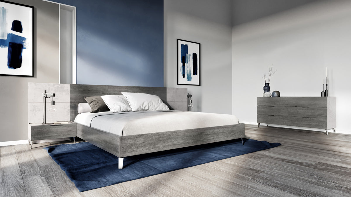 Bronx Italian Modern Faux Concrete & Grey 4-Piece Bedroom Set