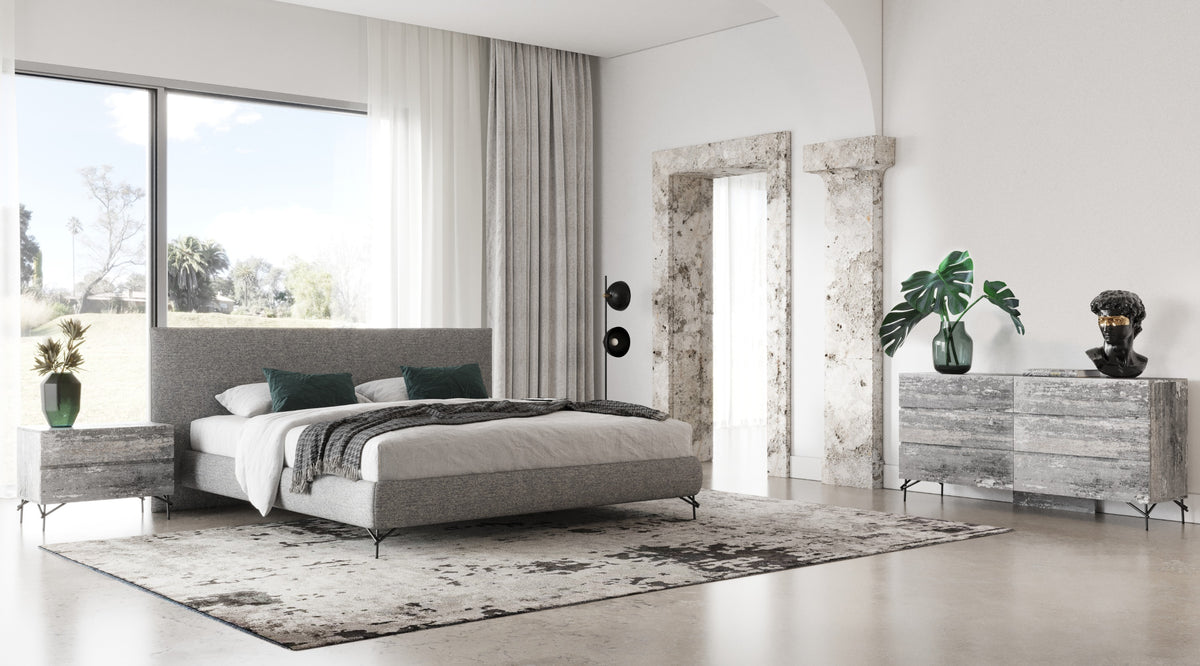 Aria Italian Modern Multi Grey 4-Piece Bedroom Set