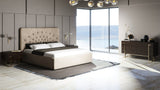 Moontide Glam Beige Velvet and Brushed Brass 4-Piece Bedroom Set