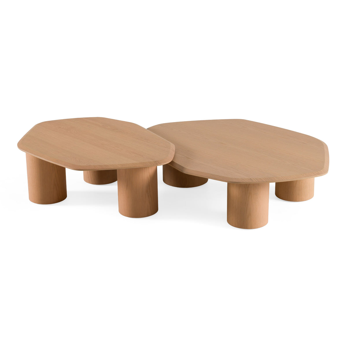 Seymour Modern White Oak Coffee Table Set