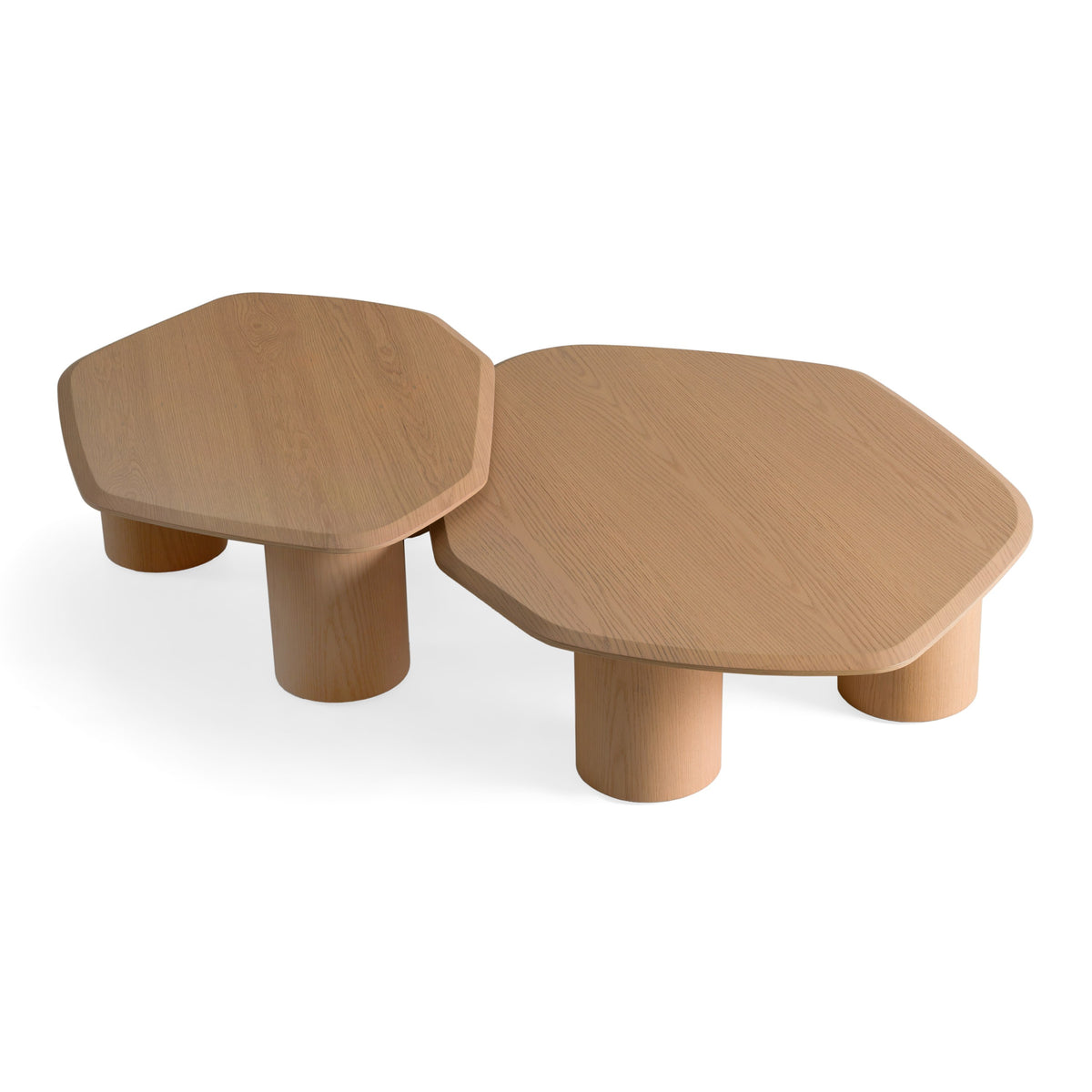 Seymour Modern White Oak Coffee Table Set