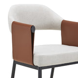 Jensen Modern Light Grey Fabric + Camel Vegan Leather Dining Chair