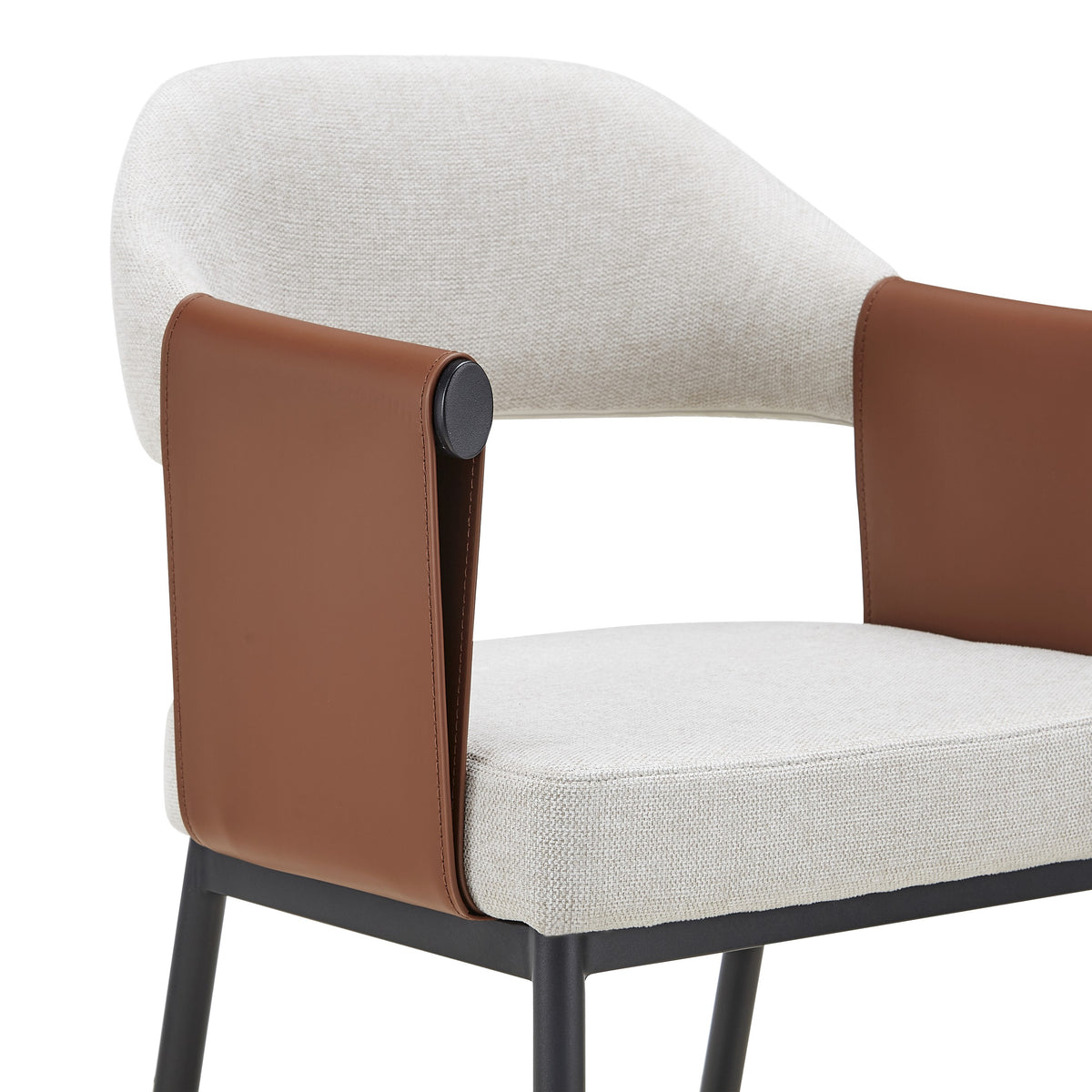 Jensen Modern Light Grey Fabric + Camel Vegan Leather Dining Chair