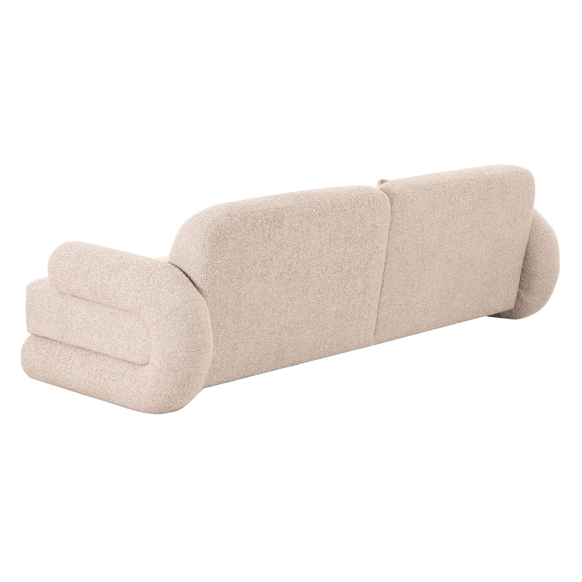 Odette Modern Beige Fabric + White Burl Sofa