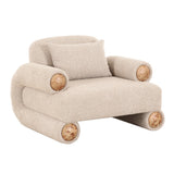 Odette Modern Beige Fabric + White Burl Accent Chair