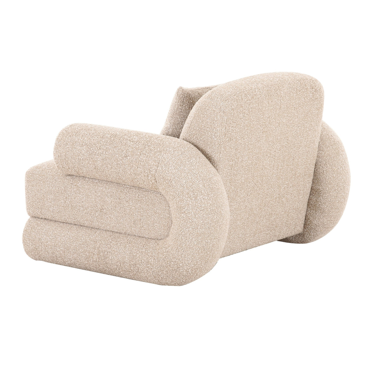 Odette Modern Beige Fabric + White Burl Accent Chair