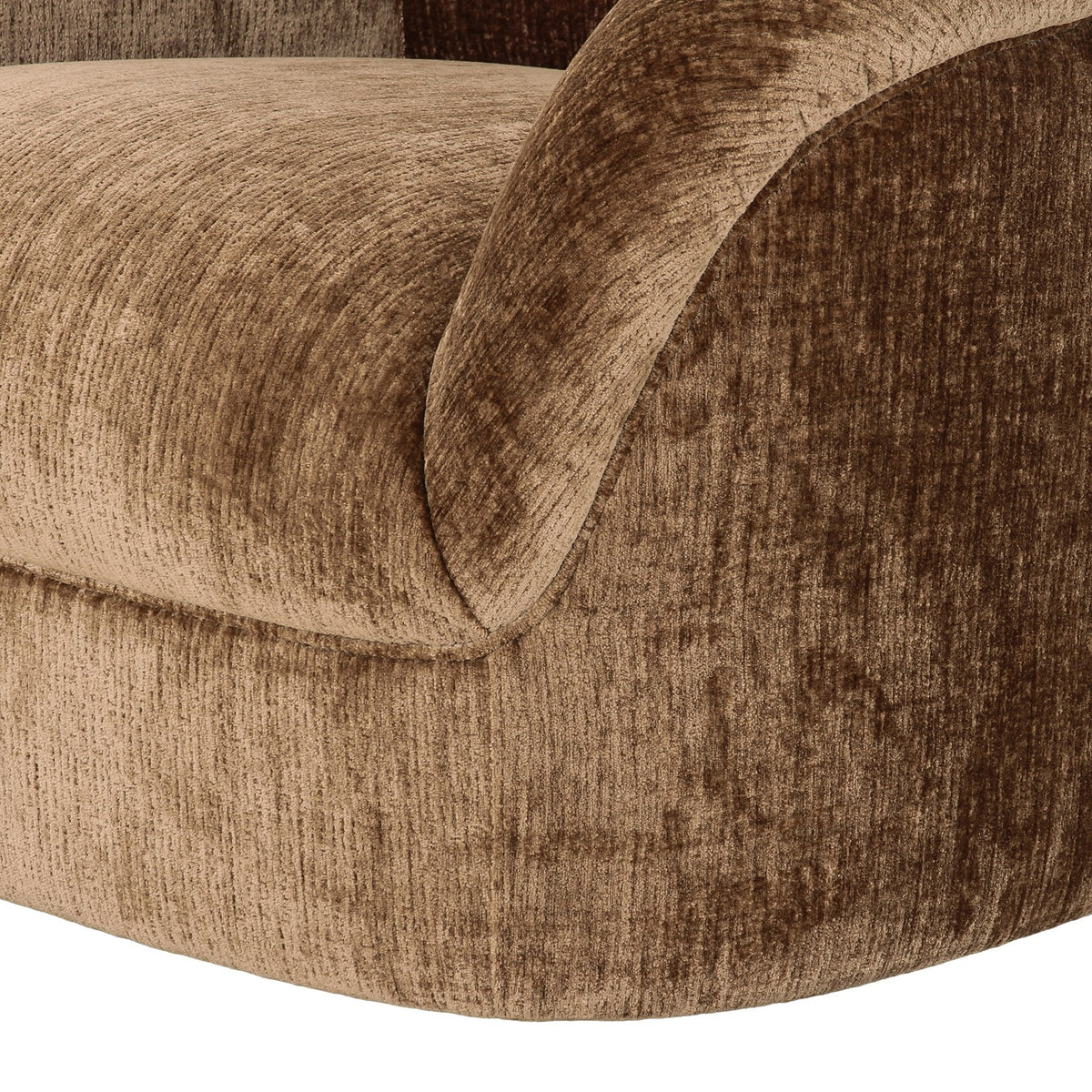 Sheth Modern Brown Fabric Curved Sectional Sofa