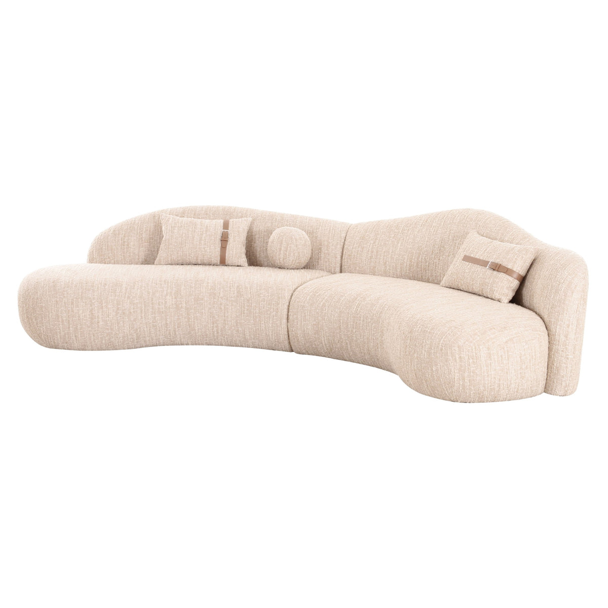 Spiro Modern Beige Fabric Curved Sectional Sofa