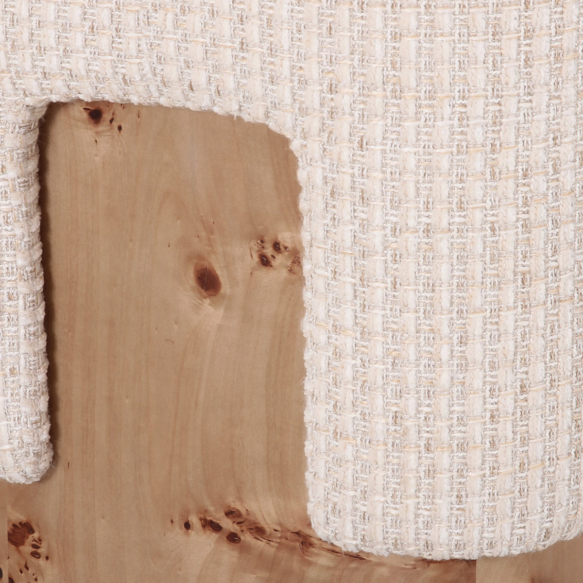 Mayfair Contemporary Beige Fabric + Burl Square Ottoman