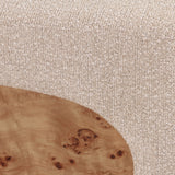 Mayfair Contemporary Beige Fabric + Burl Bench Ottoman