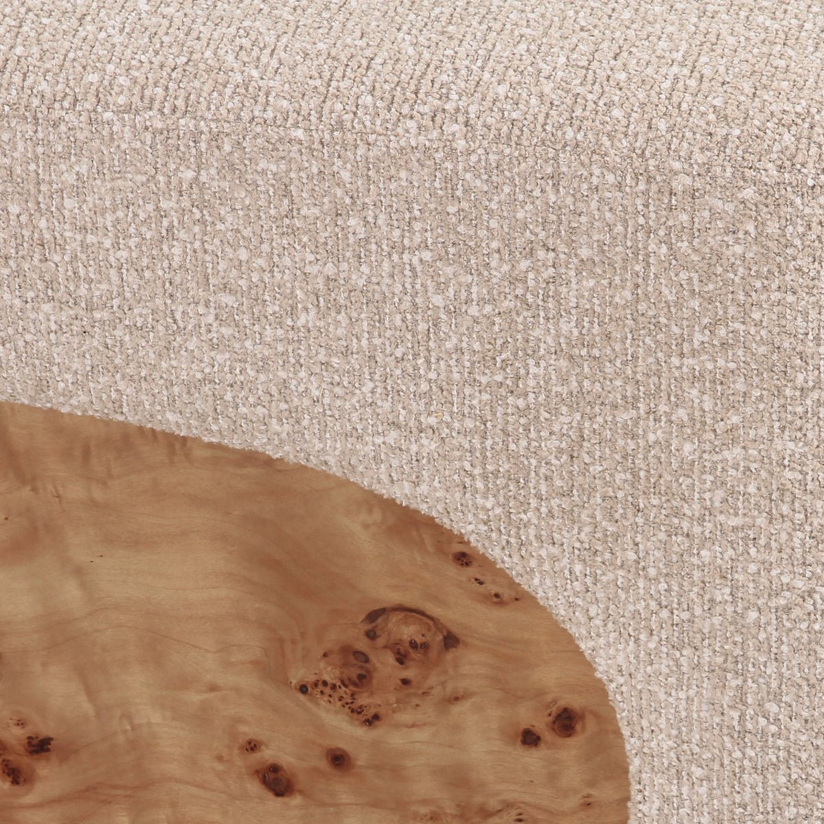 Mayfair Contemporary Beige Fabric + Burl Bench Ottoman