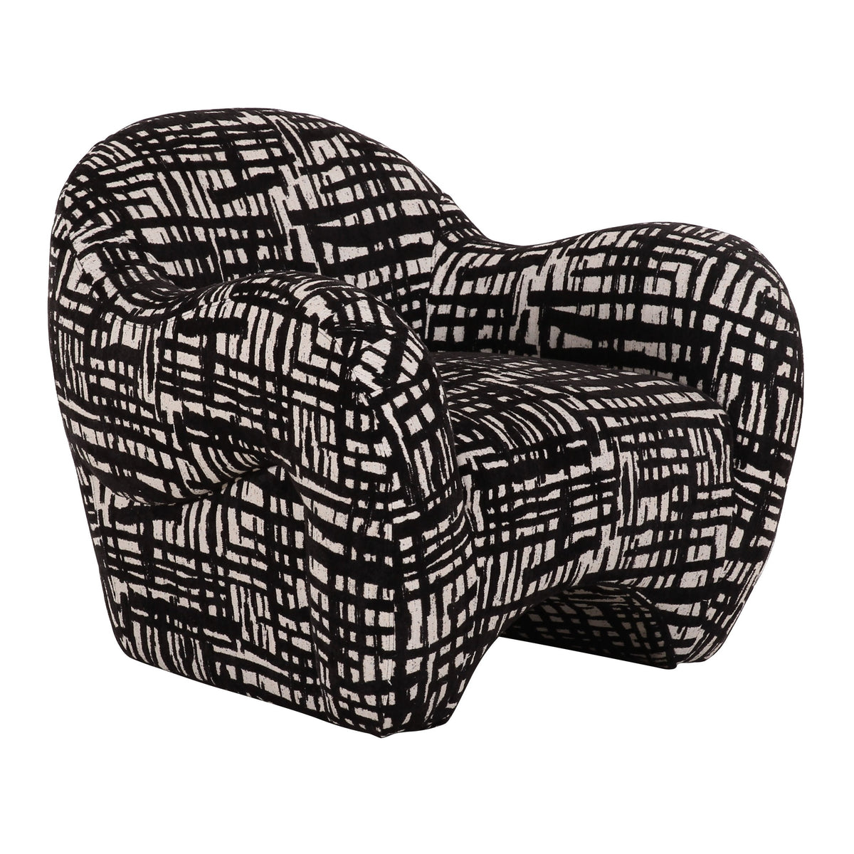 Hurd Modern Black + Beige Pattern Fabric Accent Chair