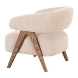 Brock Mid-Century Modern Beige Fabric + Ash Accent Chair