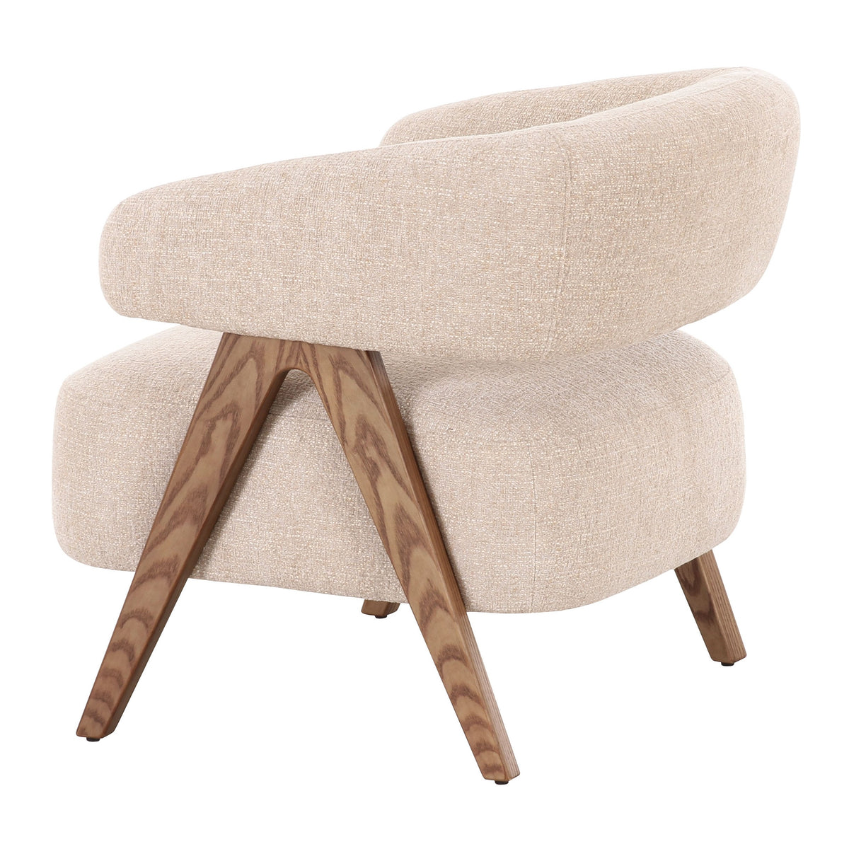 Brock Mid-Century Modern Beige Fabric + Ash Accent Chair
