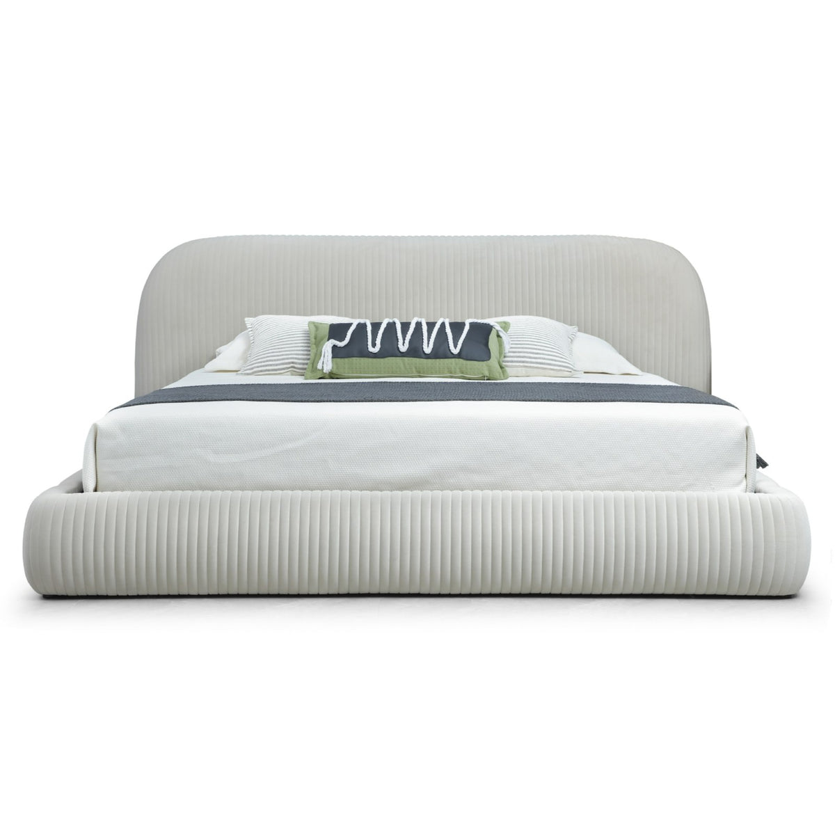 Queen Hortman Modern Off-White Fabric Bed