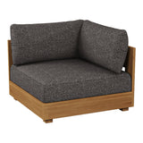 Santorini Outdoor Grey Olefin Fabric + Natural Teak Sectional Sofa