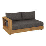 Santorini Outdoor Grey Olefin Fabric + Natural Teak Sectional Sofa