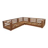 Santorini Outdoor Grey Olefin Fabric + Natural Teak Sectional Sofa