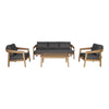 Sintra Outdoor Grey Fabric + Eucalyptus Sofa Set