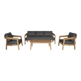 Sintra Outdoor Grey Fabric + Eucalyptus Sofa Set