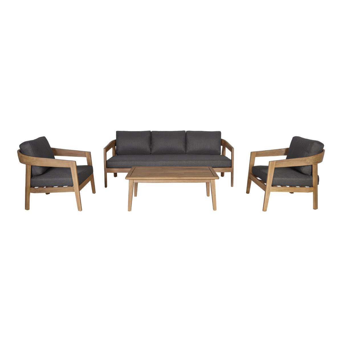 Sintra Outdoor Grey Fabric + Eucalyptus Sofa Set