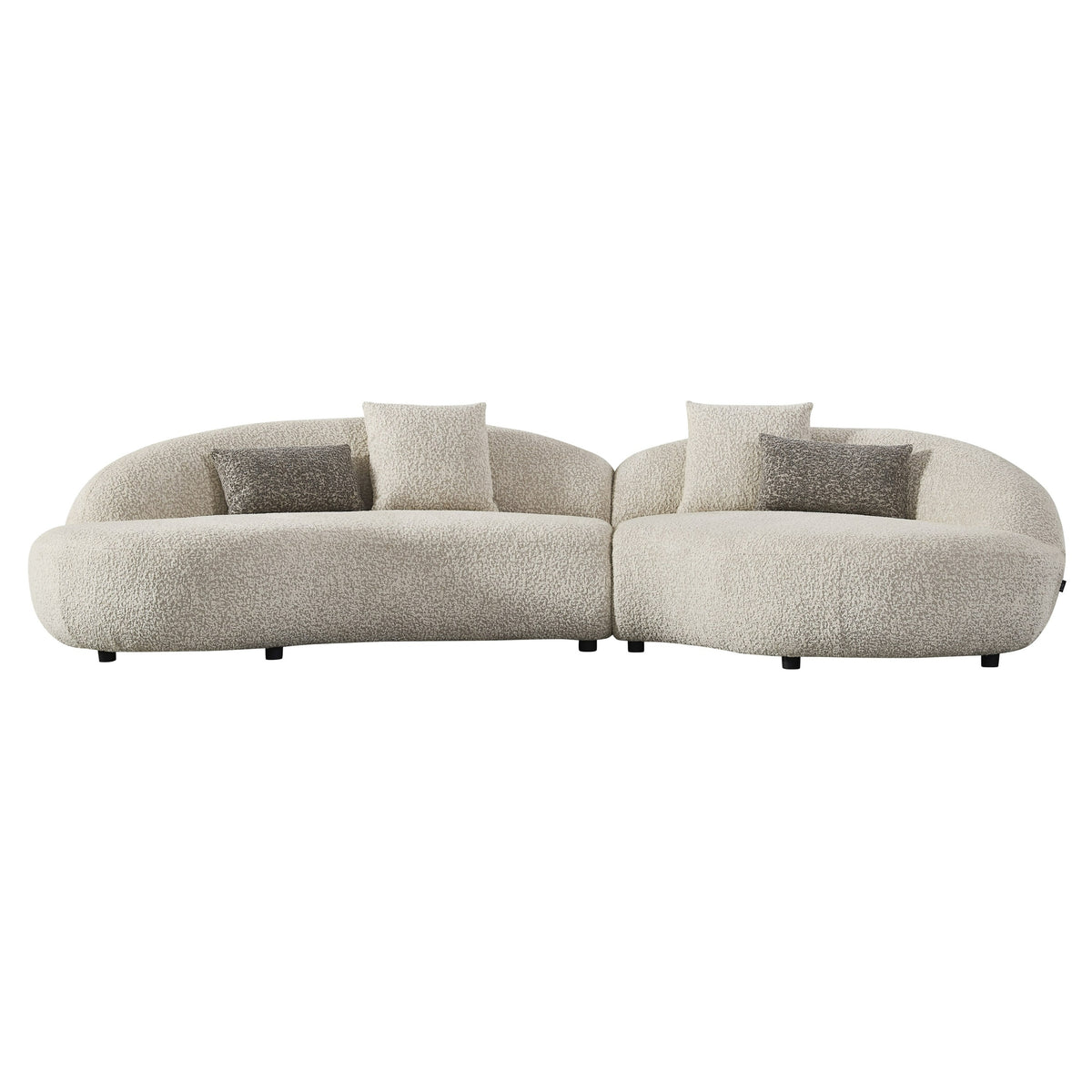 Delvan Contemporary Beige Fabric Right Facing Chaise Sectional Sofa