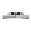 Falcone Contemporary Off-White + Grey Bonded Leather Curved Sectional Sofa