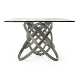 Mason Modern Glass + Grey Ash Dining Table