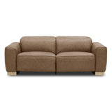 Nouveau Aris Modern Brown Leather Sofa with 2 Power Recliners & Headrests