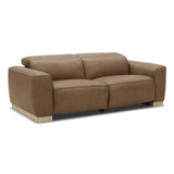 Nouveau Aris Modern Brown Leather Sofa with 2 Power Recliners & Headrests