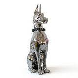 Doberman Dog Silver Fiberglass Sculpture