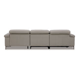 Meidas Modern Light Grey Leather Sectional Sofa + 2 Recliners Right Facing Chaise