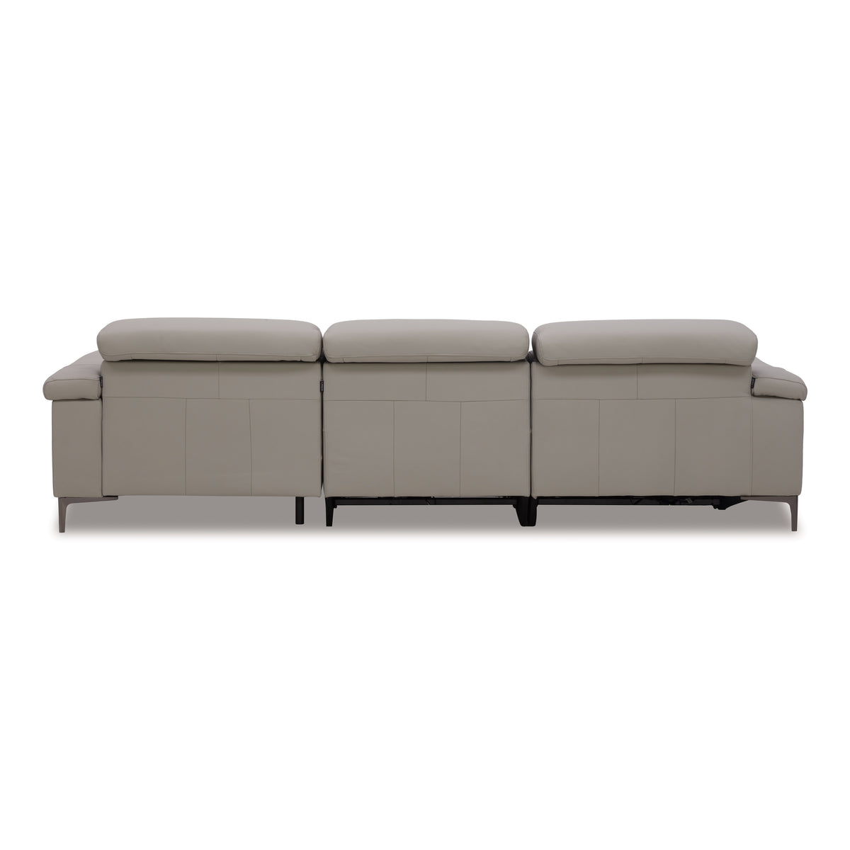 Meidas Modern Light Grey Leather Sectional Sofa + 2 Recliners Right Facing Chaise