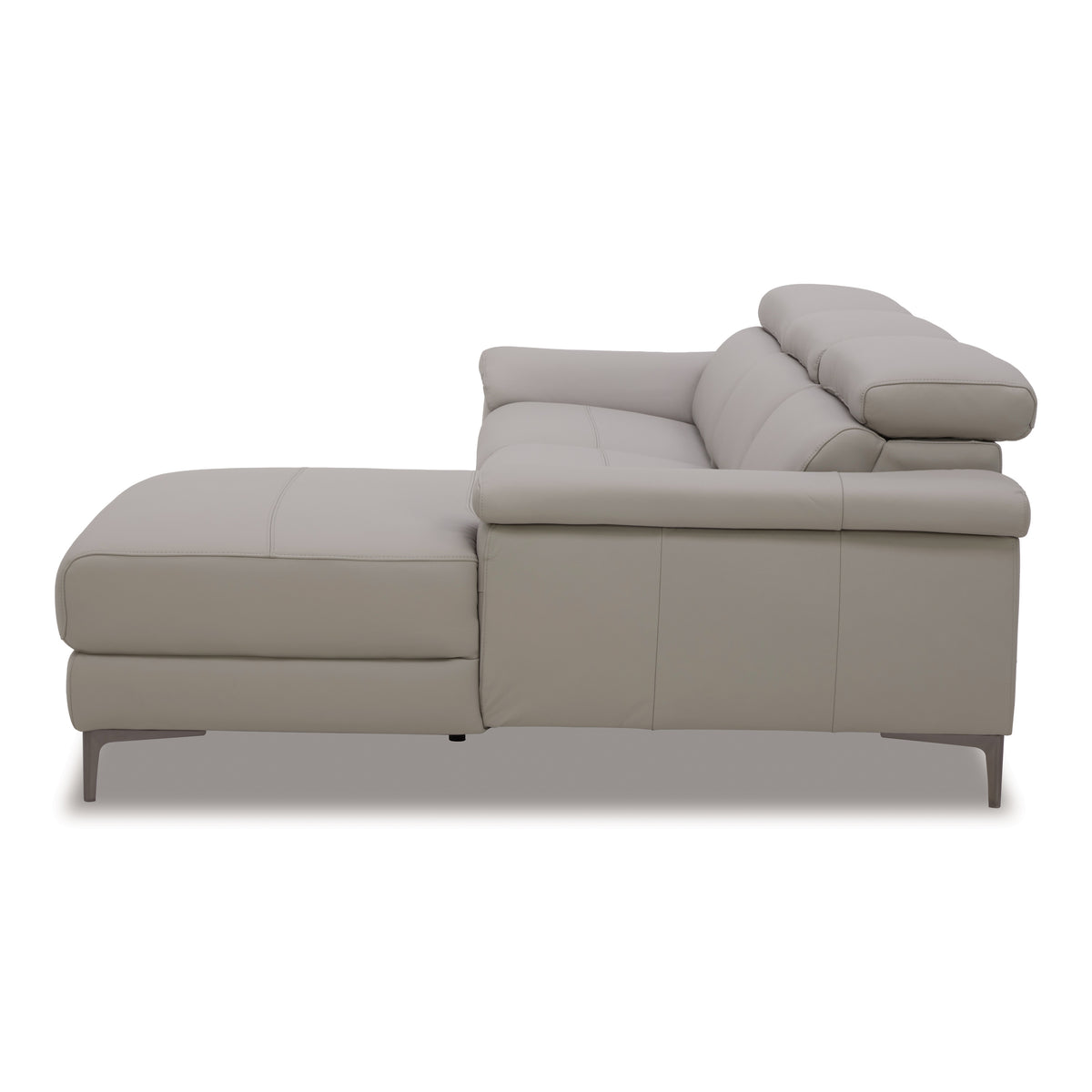 Meidas Modern Light Grey Leather Sectional Sofa + 2 Recliners Right Facing Chaise