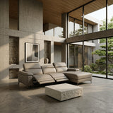 Meidas Modern Light Grey Leather Sectional Sofa + 2 Recliners Right Facing Chaise